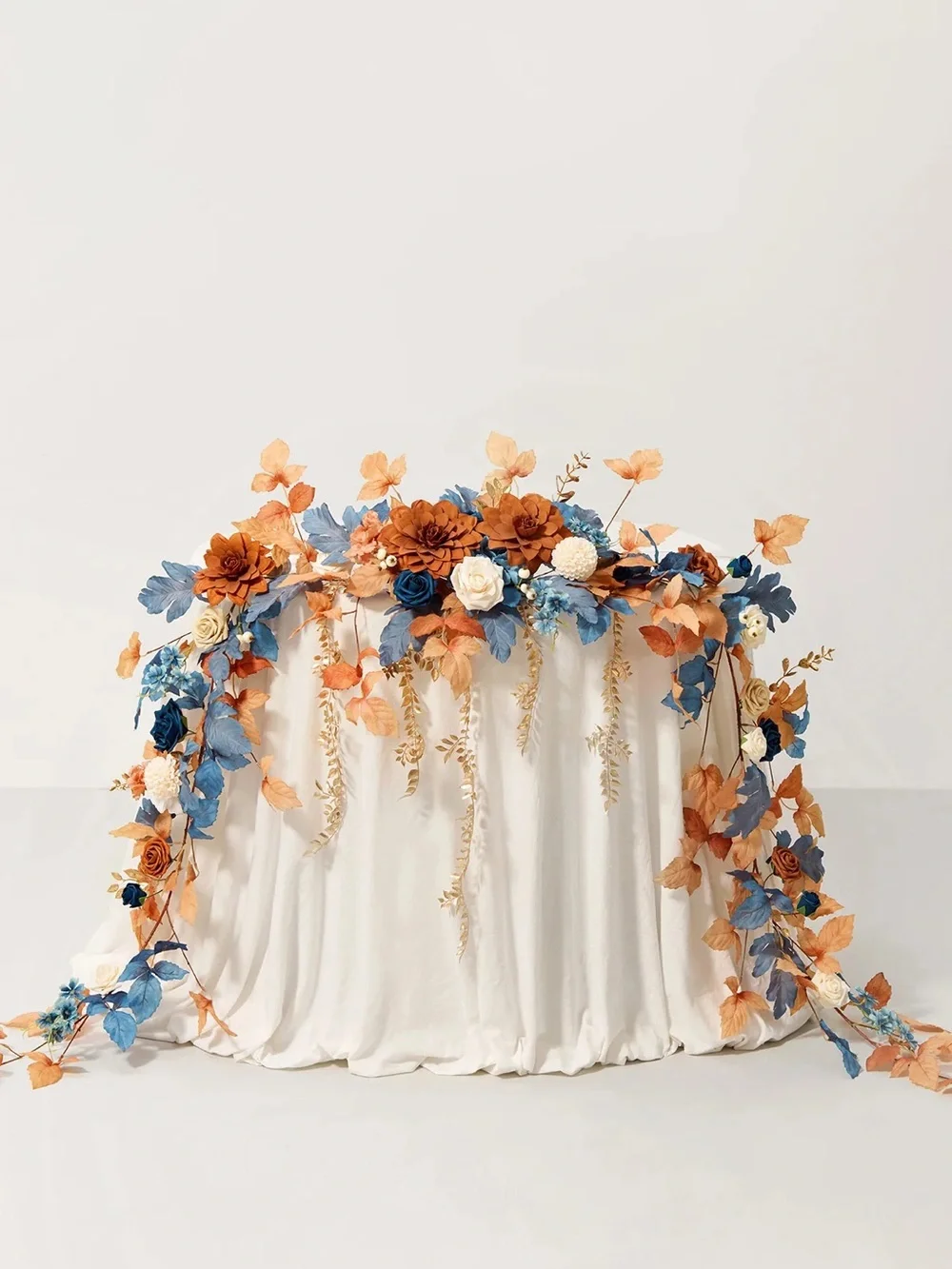Wedding 9ft Floral Garland in Blue and Orange